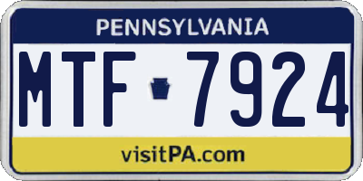 PA license plate MTF7924