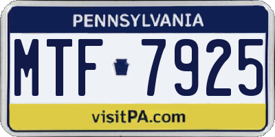 PA license plate MTF7925