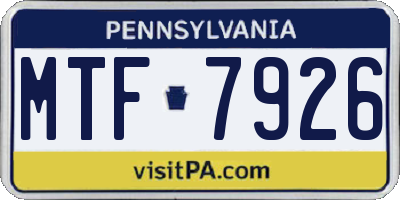 PA license plate MTF7926