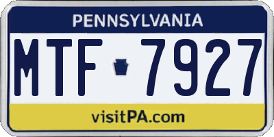 PA license plate MTF7927