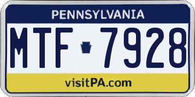 PA license plate MTF7928