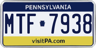 PA license plate MTF7938