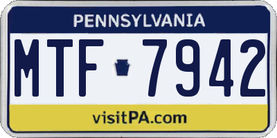 PA license plate MTF7942