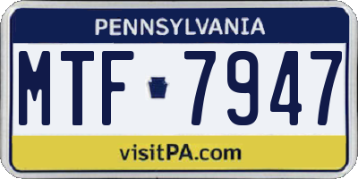 PA license plate MTF7947