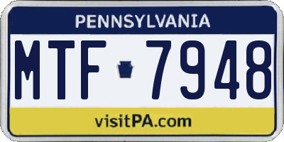 PA license plate MTF7948