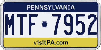 PA license plate MTF7952