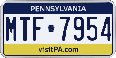 PA license plate MTF7954