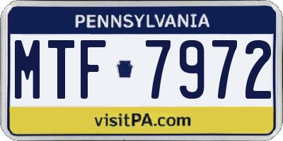 PA license plate MTF7972
