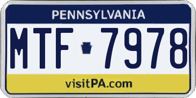 PA license plate MTF7978