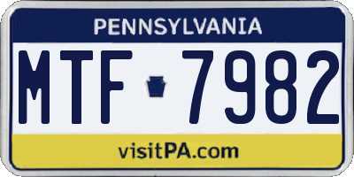 PA license plate MTF7982