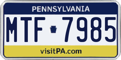 PA license plate MTF7985