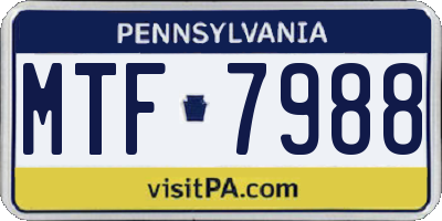 PA license plate MTF7988