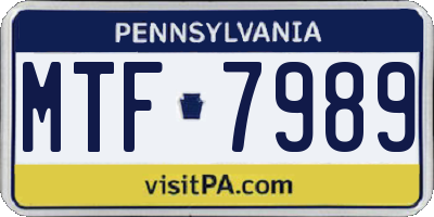 PA license plate MTF7989