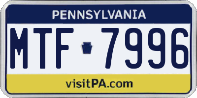 PA license plate MTF7996