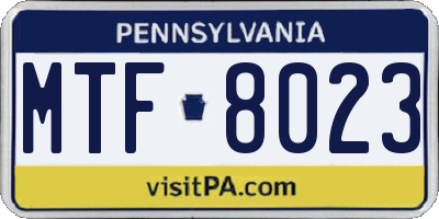 PA license plate MTF8023