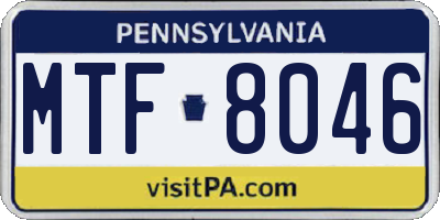 PA license plate MTF8046