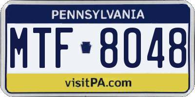 PA license plate MTF8048