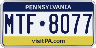 PA license plate MTF8077