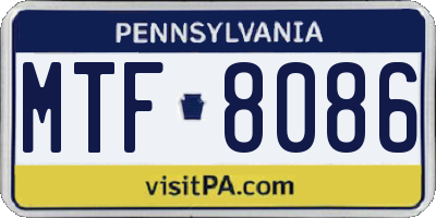 PA license plate MTF8086