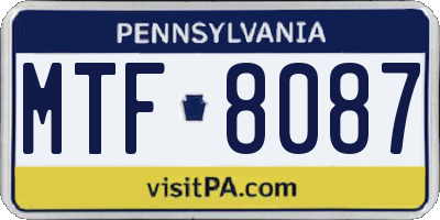PA license plate MTF8087