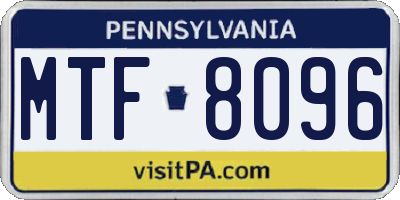 PA license plate MTF8096
