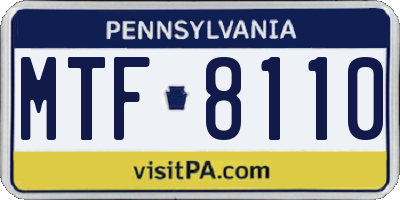 PA license plate MTF8110
