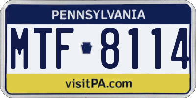 PA license plate MTF8114
