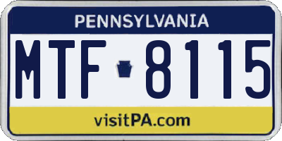 PA license plate MTF8115