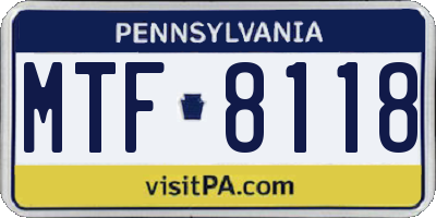 PA license plate MTF8118
