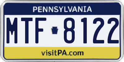 PA license plate MTF8122