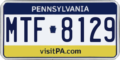 PA license plate MTF8129