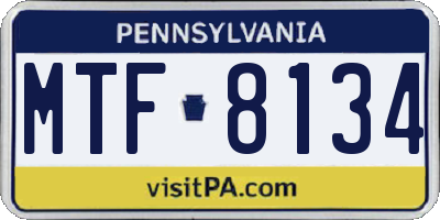 PA license plate MTF8134