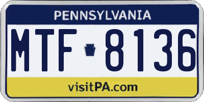 PA license plate MTF8136
