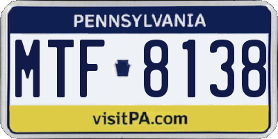 PA license plate MTF8138