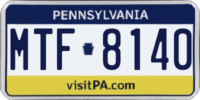 PA license plate MTF8140