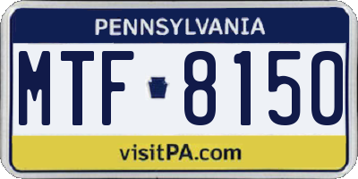 PA license plate MTF8150