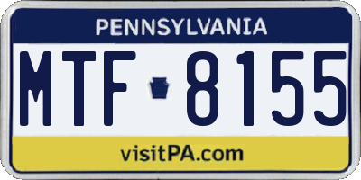 PA license plate MTF8155