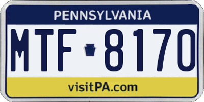 PA license plate MTF8170