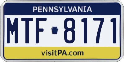 PA license plate MTF8171