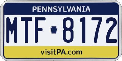 PA license plate MTF8172