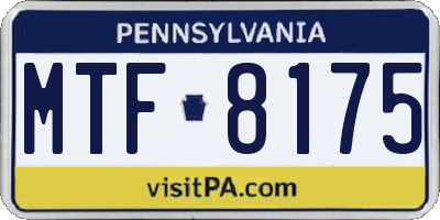 PA license plate MTF8175