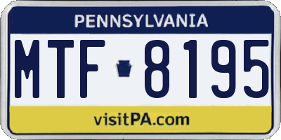 PA license plate MTF8195