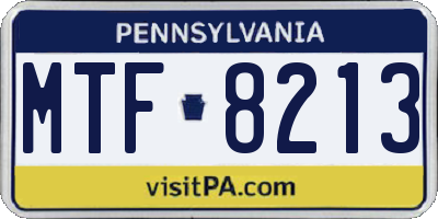 PA license plate MTF8213