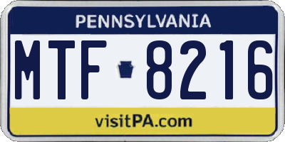 PA license plate MTF8216