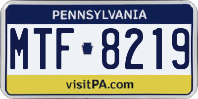 PA license plate MTF8219