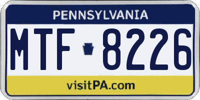 PA license plate MTF8226