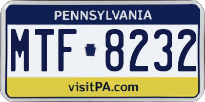 PA license plate MTF8232