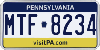 PA license plate MTF8234