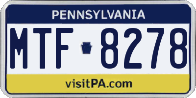 PA license plate MTF8278