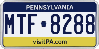 PA license plate MTF8288